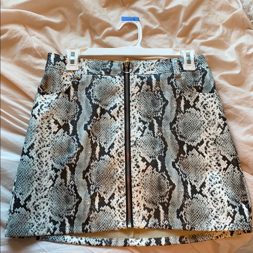 Snakeskin mini skirt